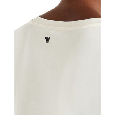 T-shirt Avorio Donna con stampa a cuore dettaglio ravvicinato logo retro