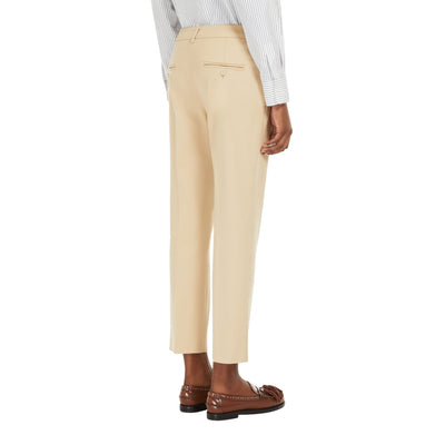 Pantalone Donna a sigaretta in cotone stretch beige modella retro