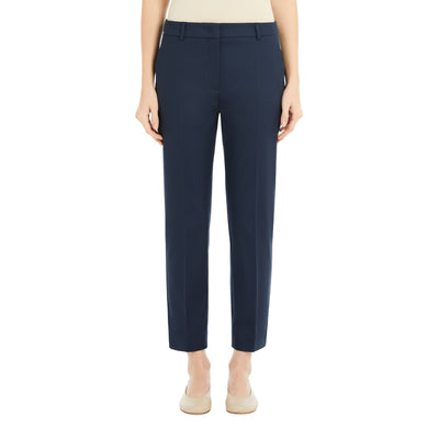 Pantalone Donna a sigaretta in cotone stretch blu modella frontale
