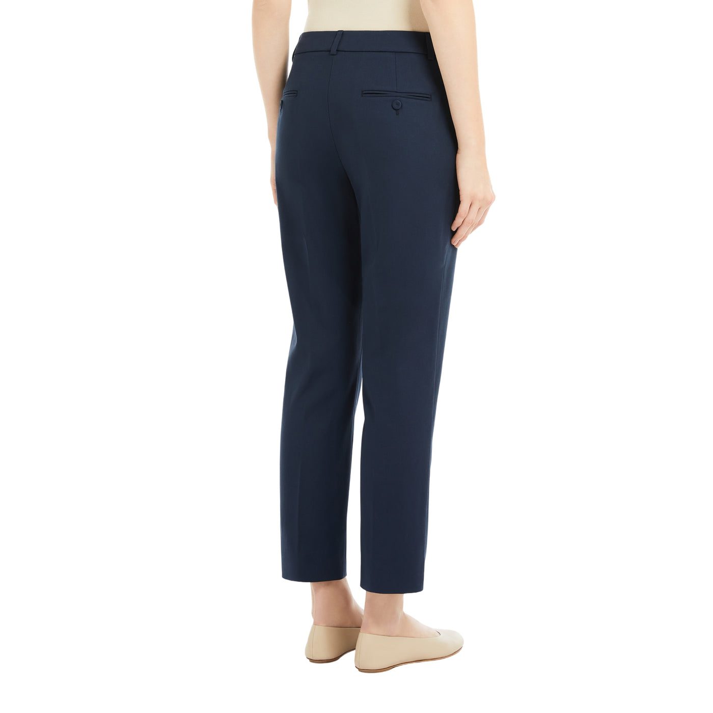 Pantalone Donna a sigaretta in cotone stretch blu modella retro