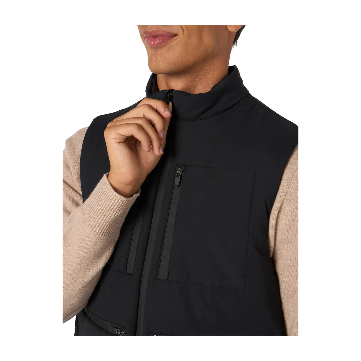 Dettaglio ravvicinato Gilet imbottito con zip impermeabili Nero