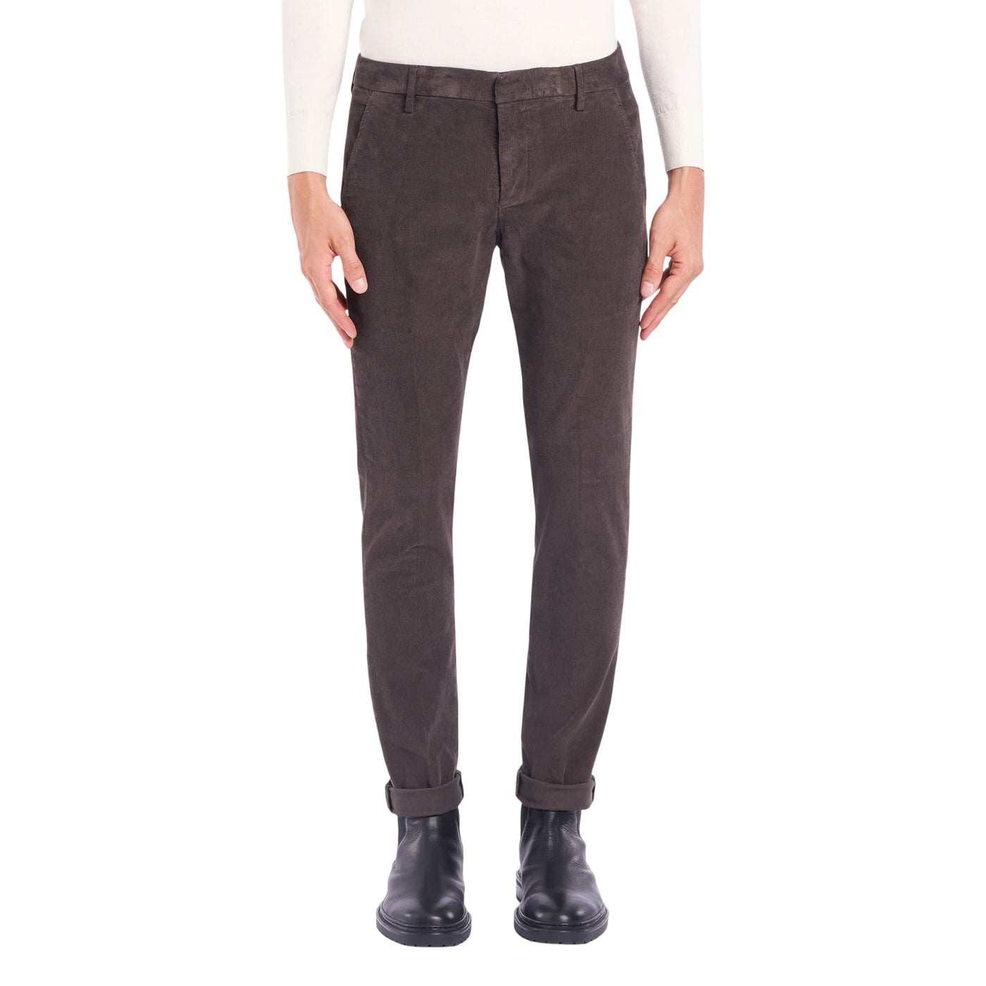 Pantalone Uomo in velluto, Gaubert Marrone, dal fit slim