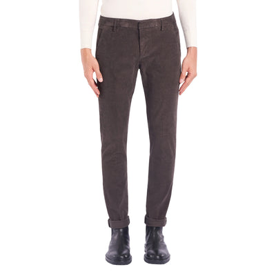 Pantalone Uomo in velluto, Gaubert Marrone, dal fit slim