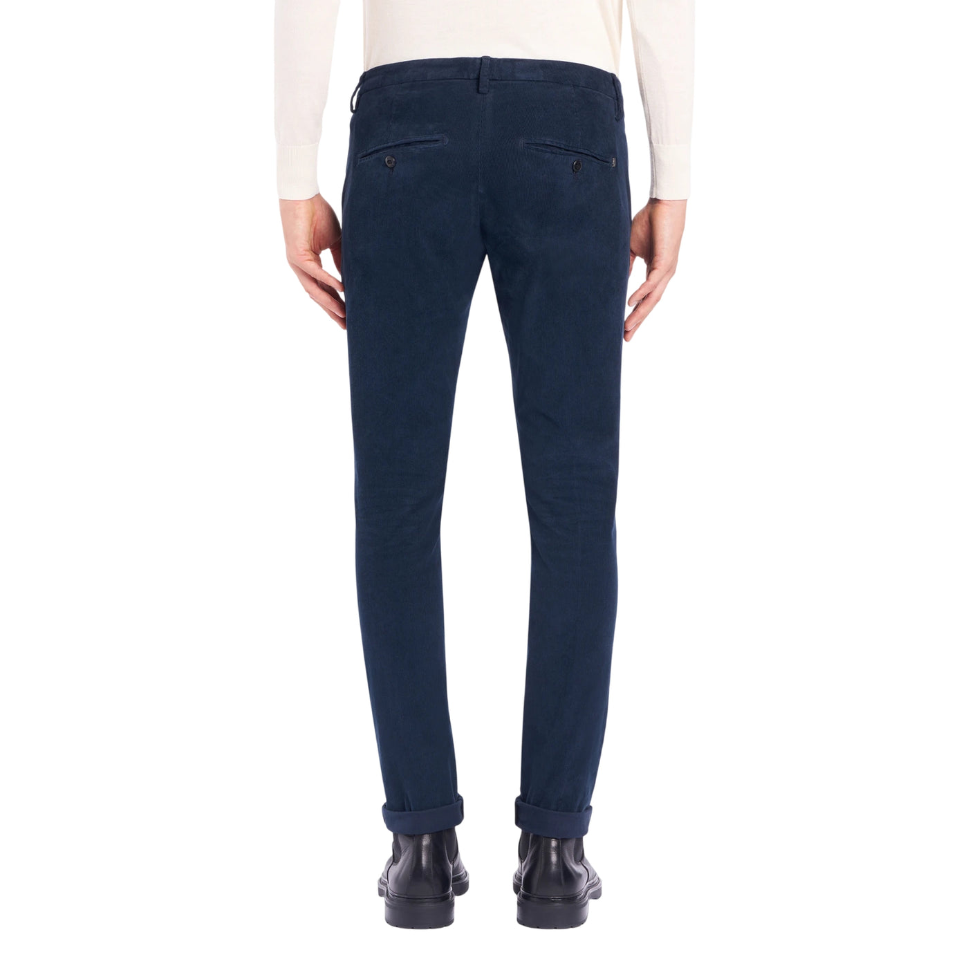 Pantalone Uomo in velluto, Gaubert Blu, a vita bassa