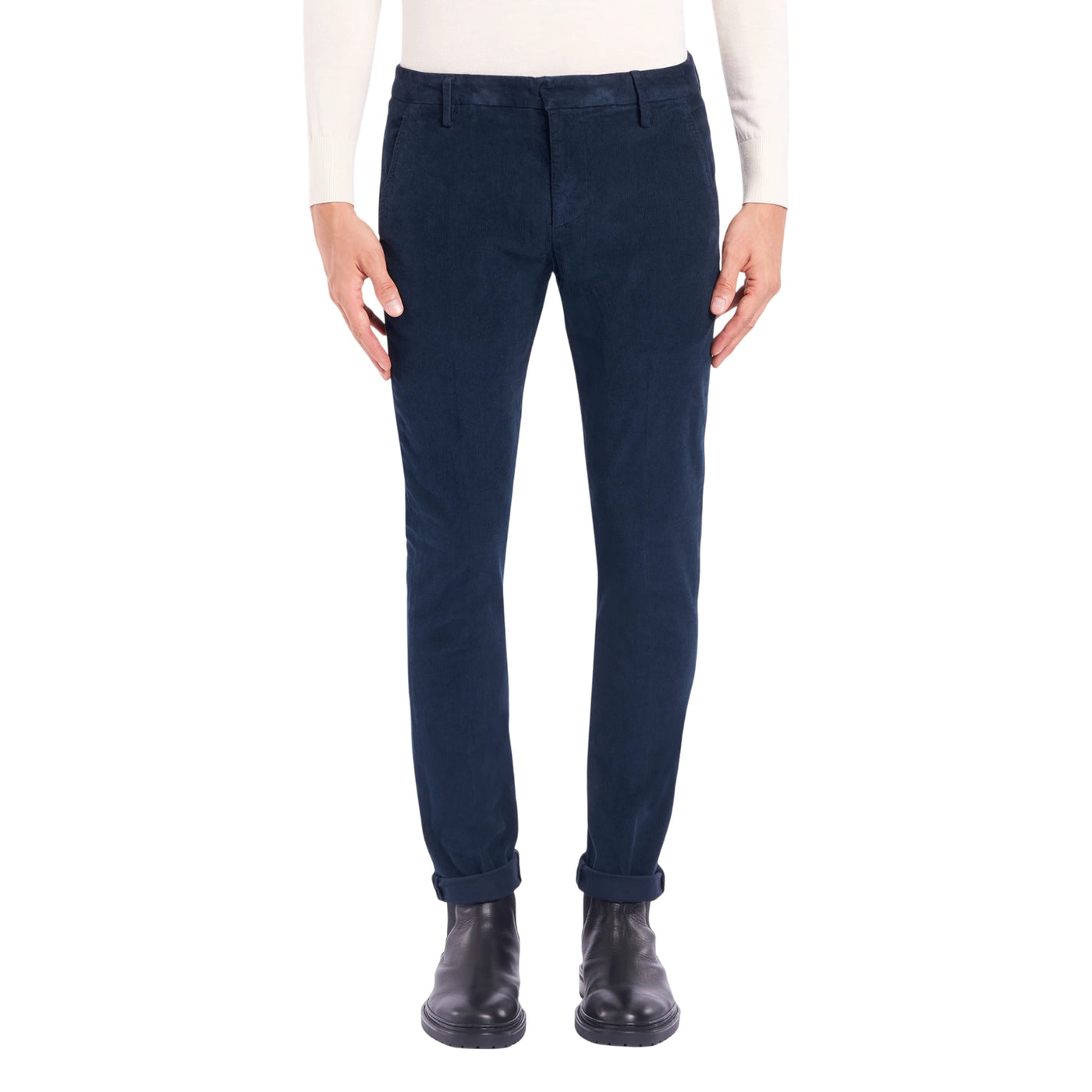 Pantalone Uomo in velluto, Gaubert Blu, a vita bassa