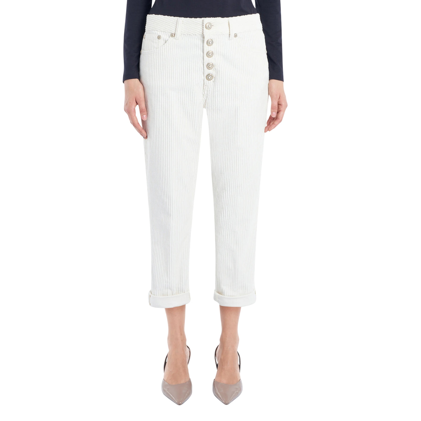 Pantalone Donna, Koons in velluto, con bottoni frontali