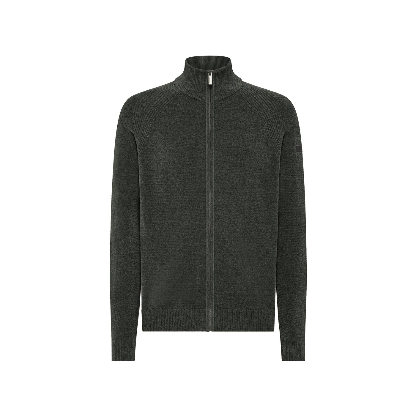 Cardigan Uomo Verde, con logo sulla manica e zip intera