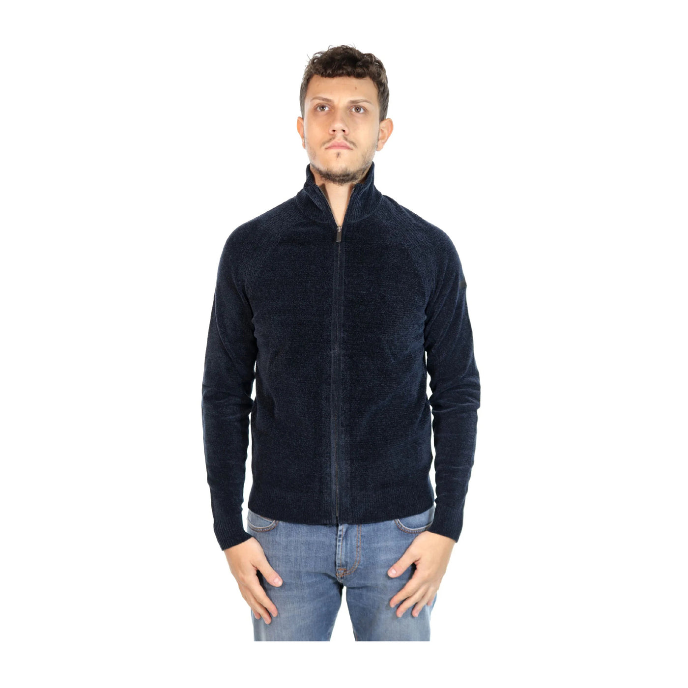 Cardigan Uomo in ciniglia con zip frontale