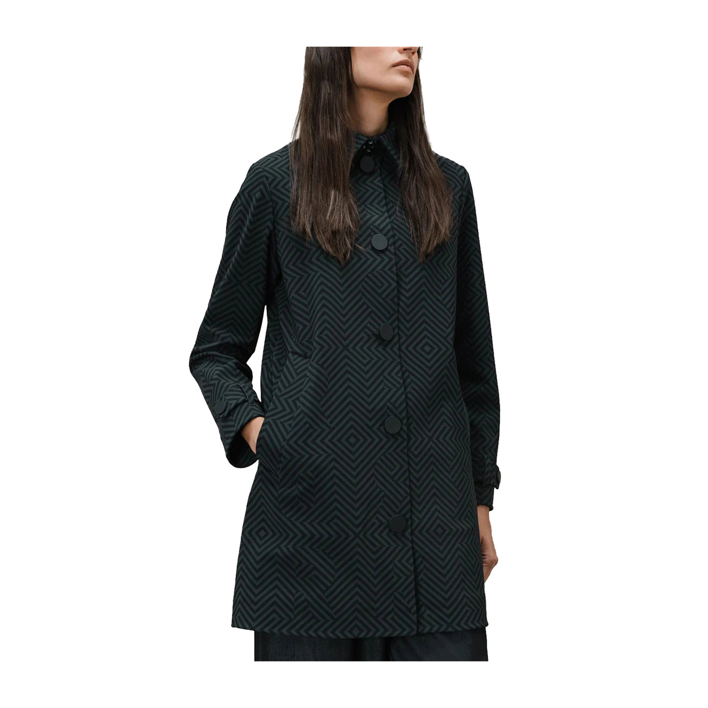 Cappotto Donna a zig zag, con cappuccio rimovibile