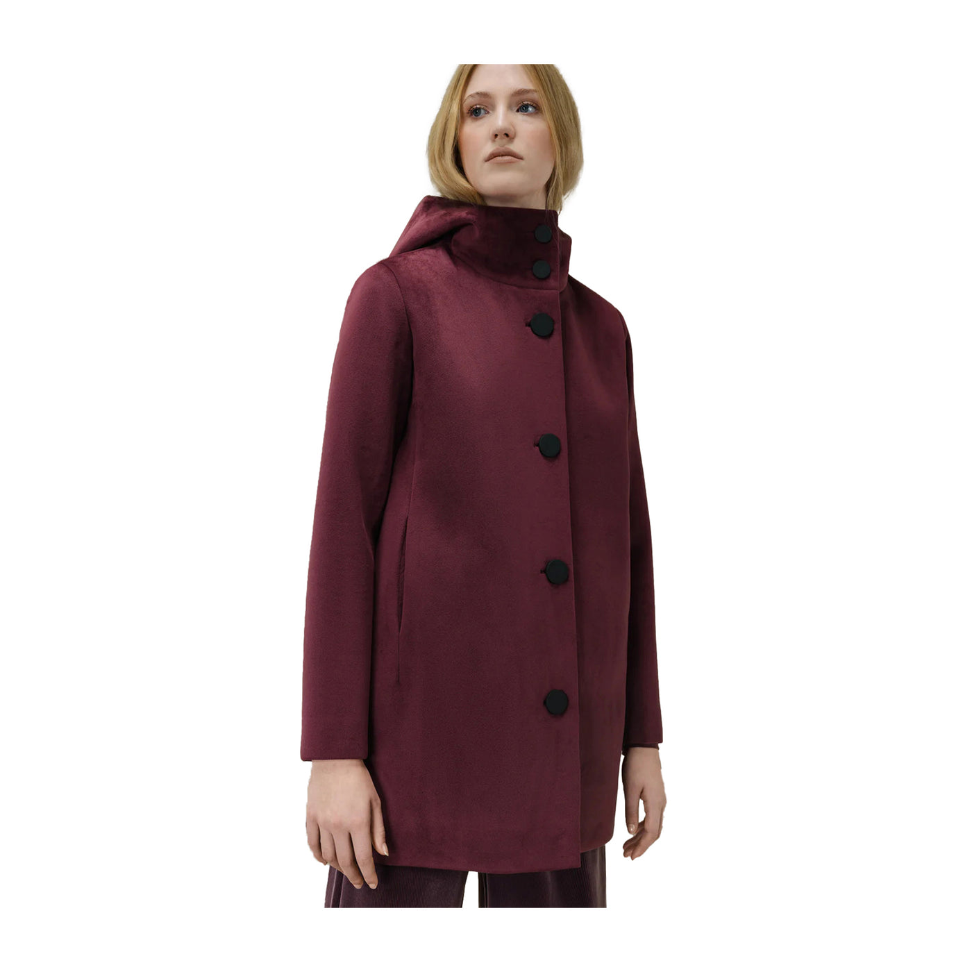 Parka Donna Velvet Bordeaux con bottoni frontali