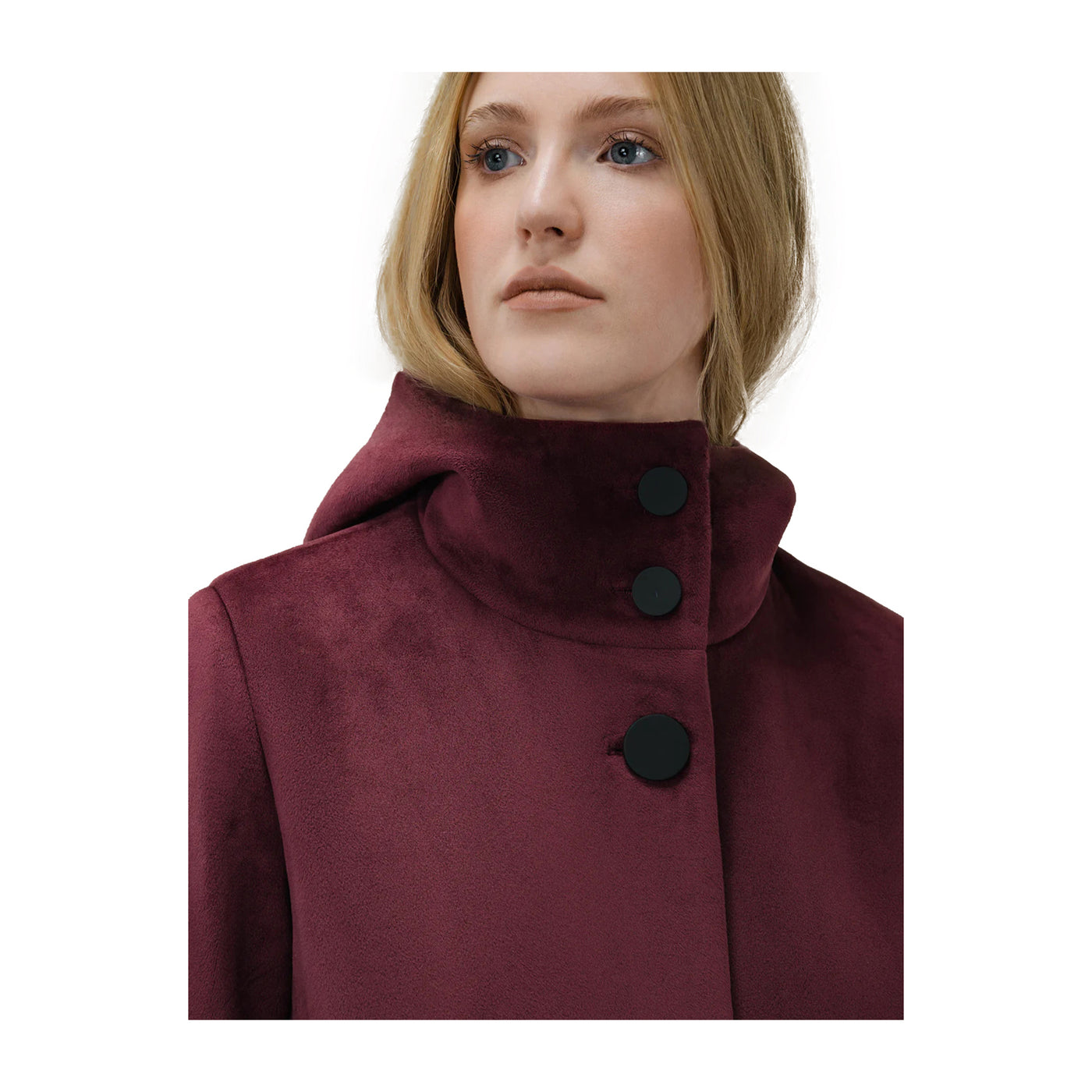 Parka Donna Velvet Bordeaux con bottoni frontali