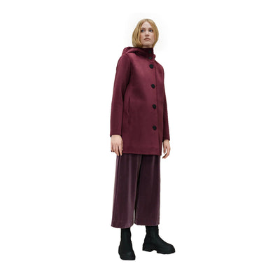 Parka Donna Velvet Bordeaux con bottoni frontali