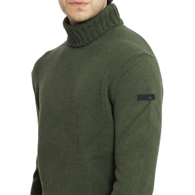 Maglione Uomo con collo a coste inglesi Verde militare modello laterale