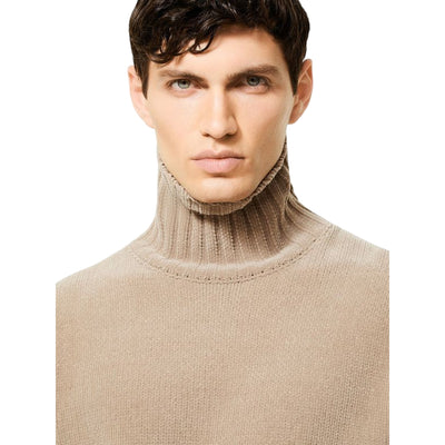 Maglione Uomo con collo a coste inglesi Beige dettaglio