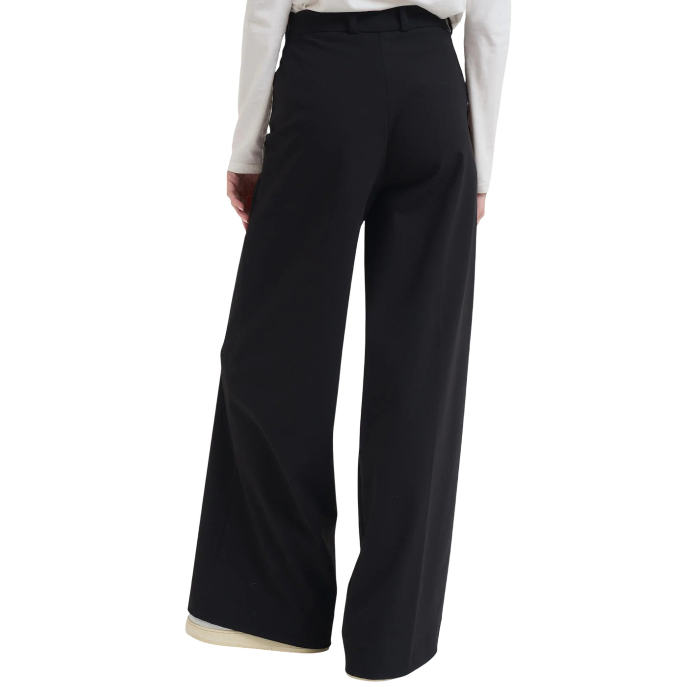 Pantaloni Donna a palazzo Nero modella retro