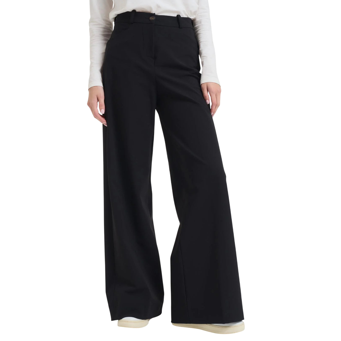 Pantaloni Donna a palazzo Nero modella frontale