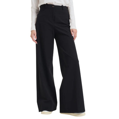 Pantaloni Donna a palazzo Nero modella frontale