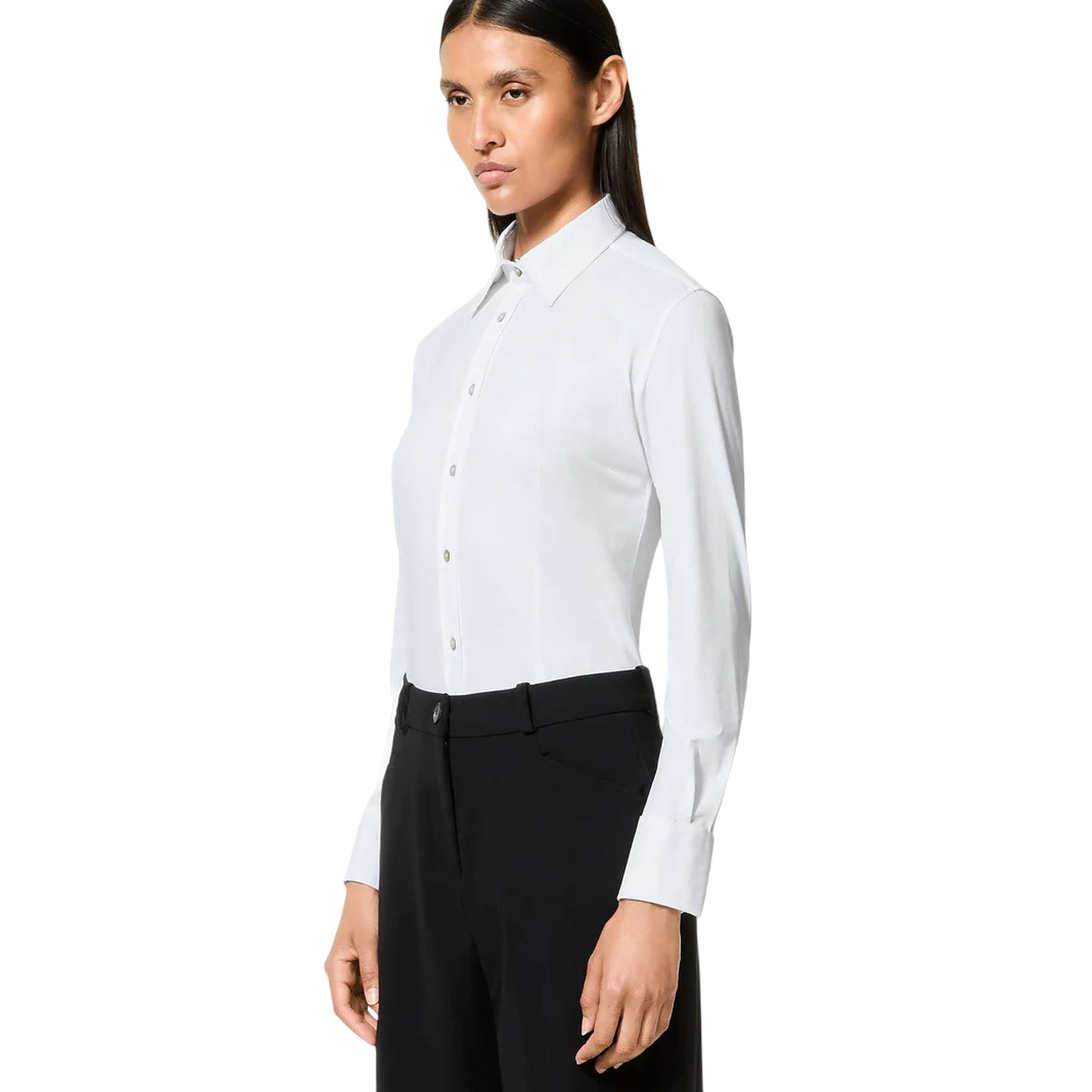 Camicia Donna Oxford Slim fit Bianco modella frontale