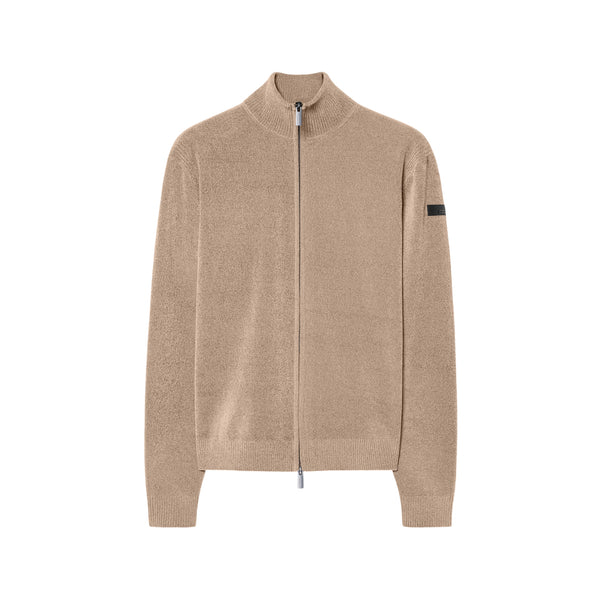 Cardigan Uomo in ciniglia, full zip con finiture a costine
