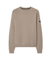 Maglia Uomo Beige a tinta unita, con girocollo e logo sulla manica