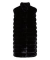 Gilet Donna Nero, in eco pelliccia, lavorato a righe