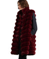 Gilet Donna Rosso, in eco pelliccia, lavorato a righe 