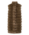 Gilet Donna Beige, in eco pelliccia, lavorato a righe