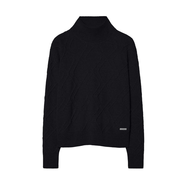 Maglia Donna in ciniglia, con finiture a costine