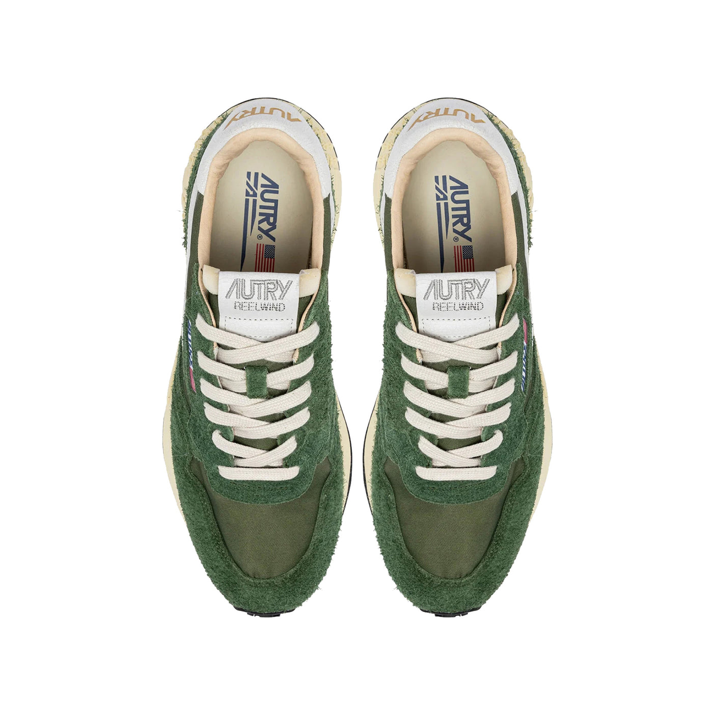 Sneakers Uomo Reelwind Low in nylon e suede Verde militare