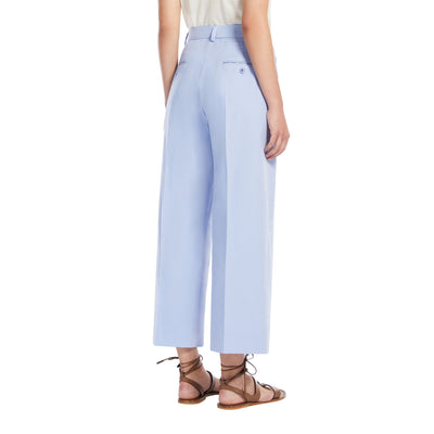 Pantaloni cropped Donna in cotone e lino modella retro
