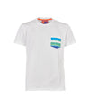 T-shirt Uomo bianca con taschino multicolor