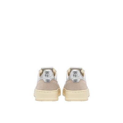 Sneakers Donna Medalist Low con inserti in suede Beige ed inserto Argento sul tallone