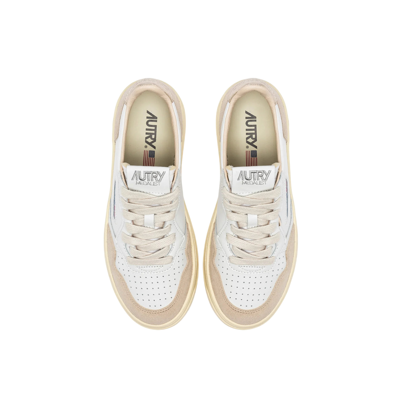 Sneakers Donna Medalist Low con inserti in suede Beige ed inserto Oro