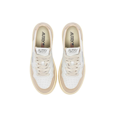 Sneakers Donna Medalist Low con inserti in suede Beige ed inserto Oro