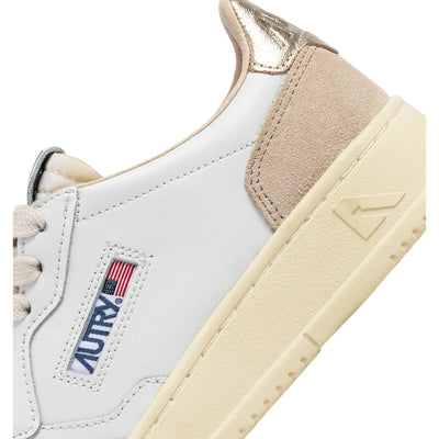 Sneakers Donna Medalist Low con inserti in suede Beige ed inserto Oro