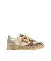 Sneakers Donna Vintage in pelle marrone e argento