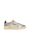 Sneakers Donna Vintage in pelle argento e nero