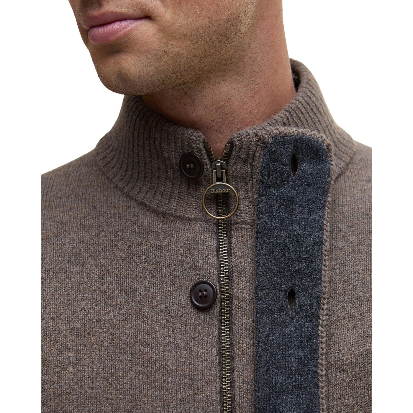 Cardigan Uomo con bottoni frontali e collo alto a costine