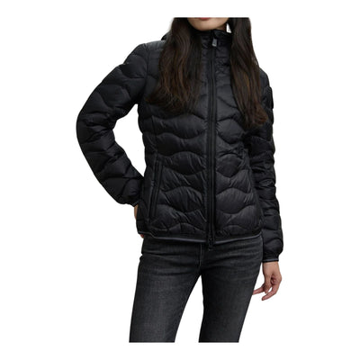 Piumino Donna corto Camelia in piuma Nero modella frontale