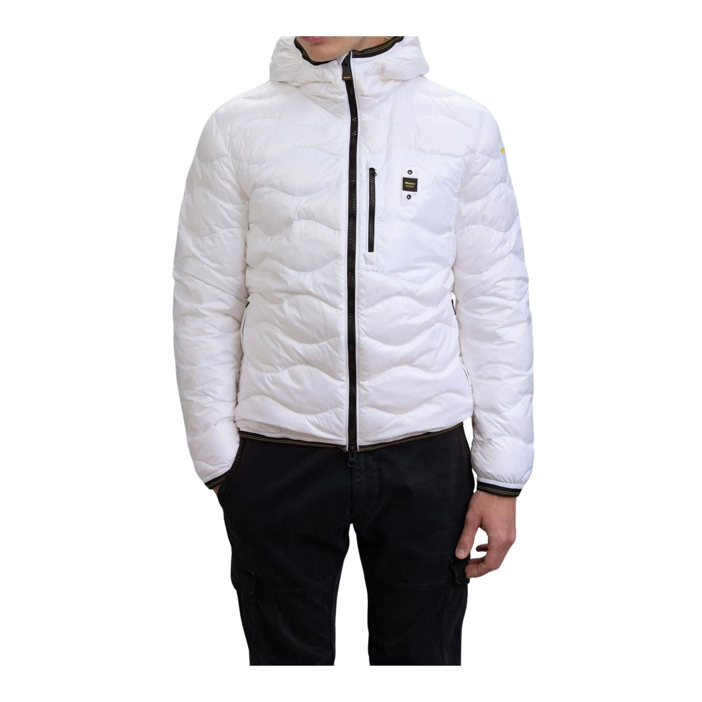 Piumino Uomo corto Wave In Piuma Bianco modello frontale