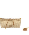Borsa Mercy a tracolla in paglia e pelle 