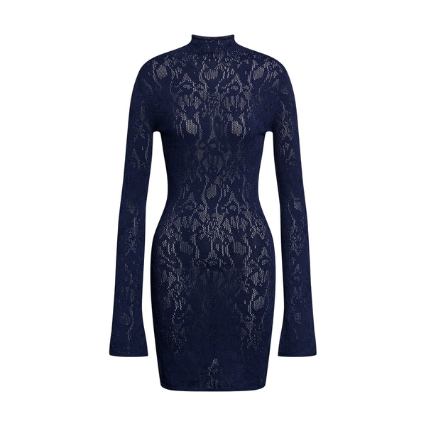 Abito corto Donna in viscosa jacquard navy