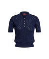 Polo tricot Donna con motivo tribale Navy