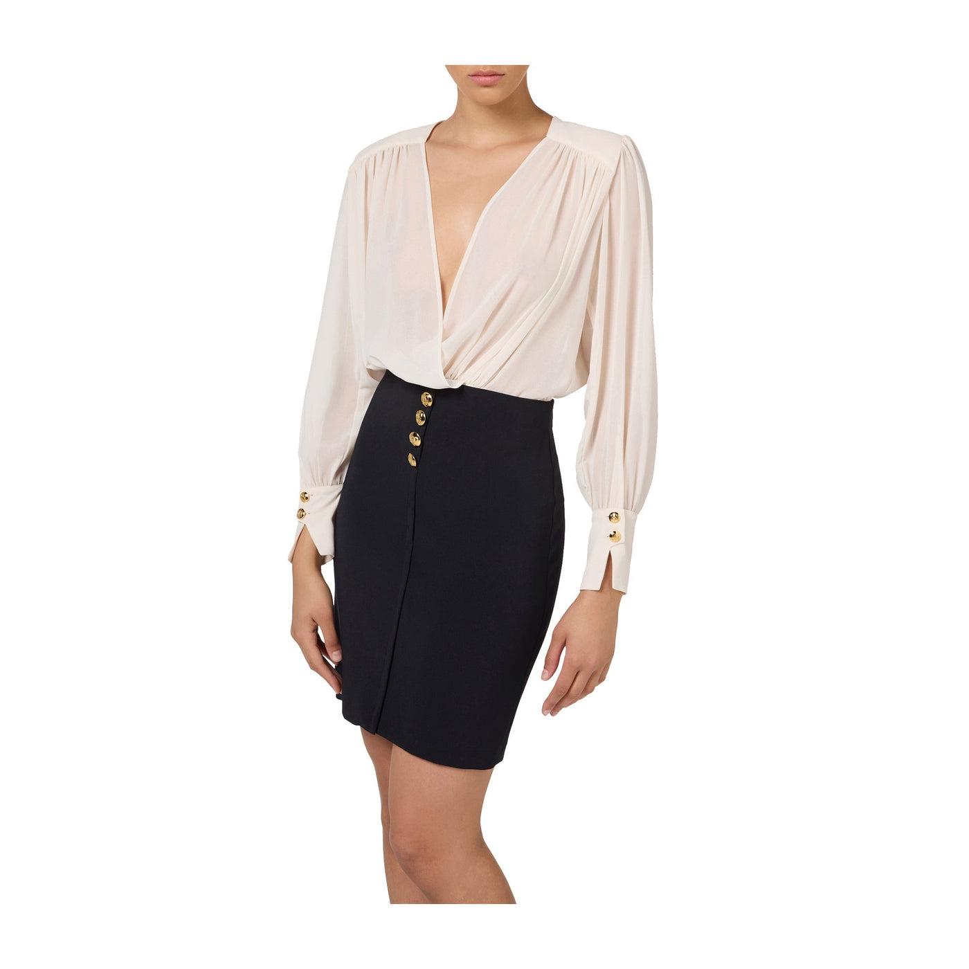 Abito Elisabetta Franchi bicolore con gonna e blusa 