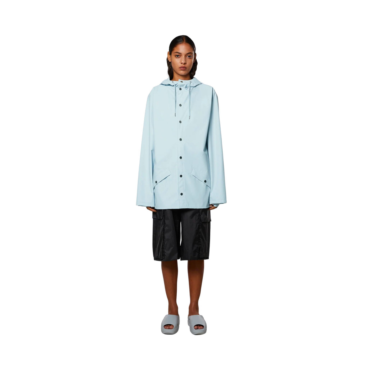 Minimal glossy women's raincoat