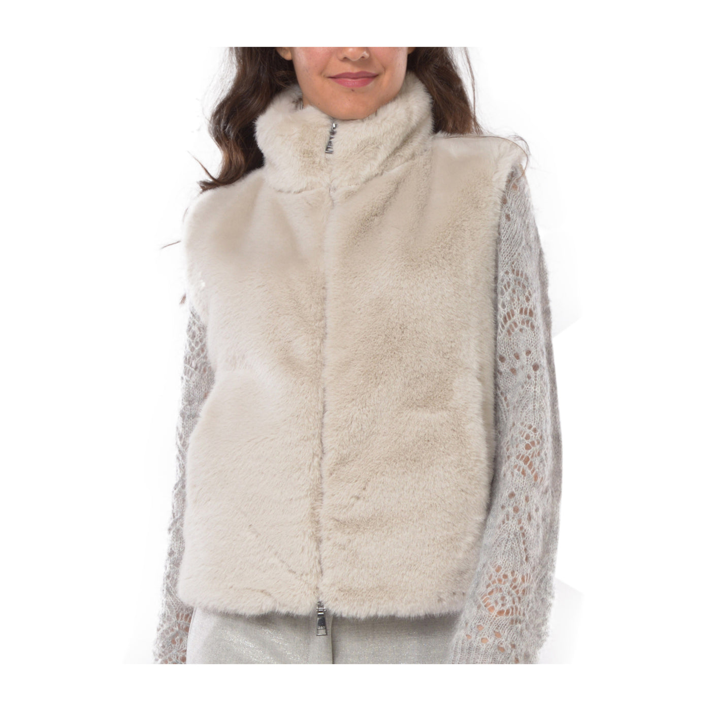 Gilet Donna in pelliccia sintetica con collo alto