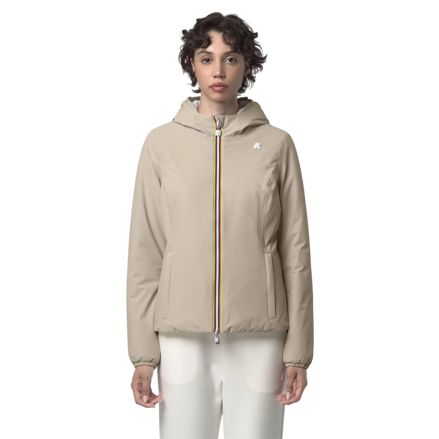 Giubbotto Donna imbottito Lily Double Beige/Bianco modella frontale