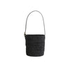 Borsa Loto a secchiello in raffia nero