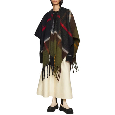 Mantella Donna con bordi sfrangiati e motivo tartan