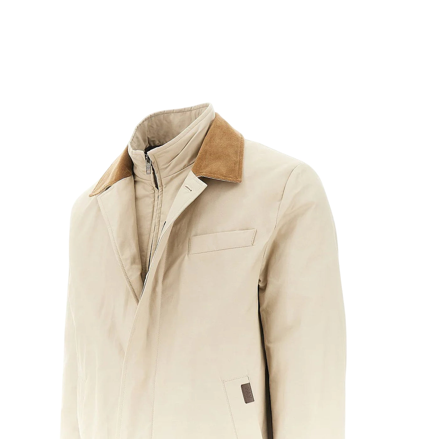 Giubbotto Uomo Corto in cotone e nylon Beige dettaglio